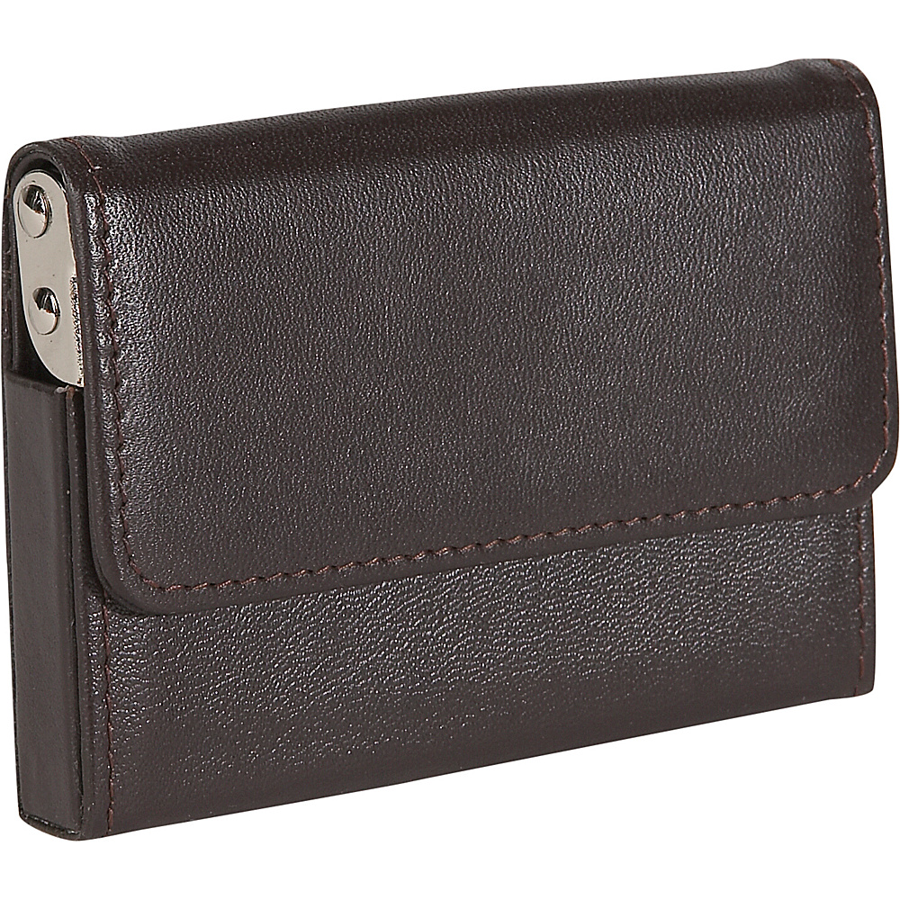 Royce Leather Horizontal Framed Card Case Brown